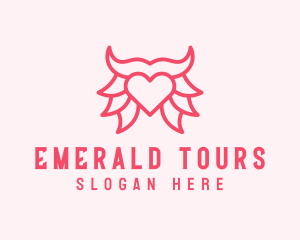 Pink Bull Heart  logo design