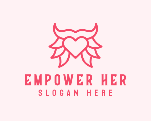 Pink Bull Heart  logo design