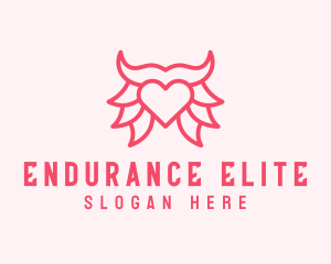 Pink Bull Heart  logo design