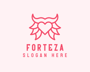 Pink Bull Heart  logo design