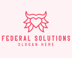 Pink Bull Heart  logo design