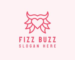 Pink Bull Heart  logo design