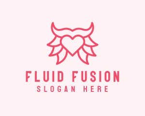 Pink Bull Heart  logo design