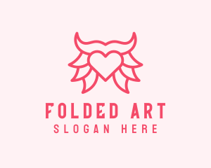 Pink Bull Heart  logo design