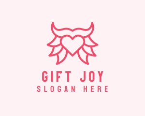 Pink Bull Heart  logo design