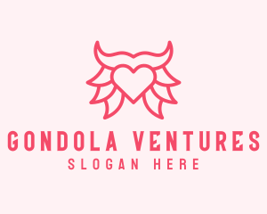 Pink Bull Heart  logo design