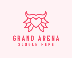 Pink Bull Heart  logo design