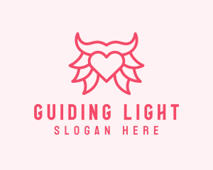 Pink Bull Heart  logo design