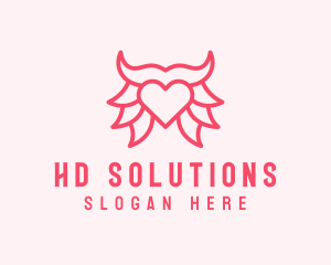 Pink Bull Heart  logo design