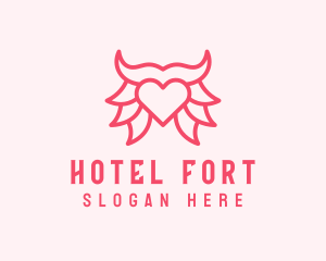 Pink Bull Heart  logo design