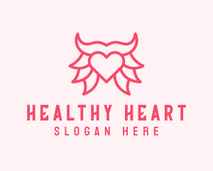 Pink Bull Heart  logo design