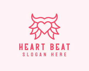 Pink Bull Heart  logo design