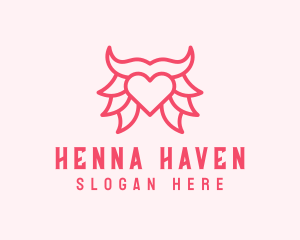 Pink Bull Heart  logo design