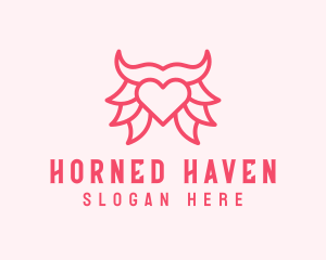 Pink Bull Heart  logo design