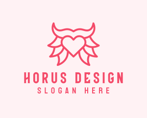 Pink Bull Heart  logo design