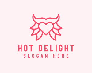 Pink Bull Heart  logo design