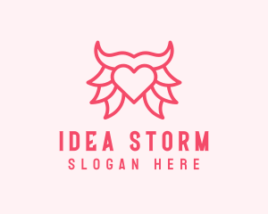 Pink Bull Heart  logo design