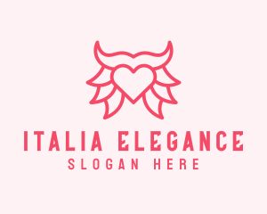 Pink Bull Heart  logo design