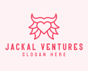 Pink Bull Heart  logo design