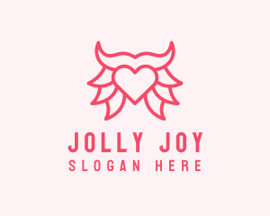 Pink Bull Heart  logo design