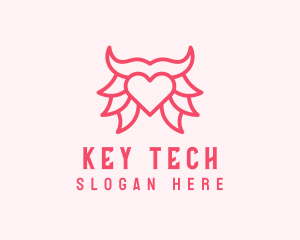 Pink Bull Heart  logo design