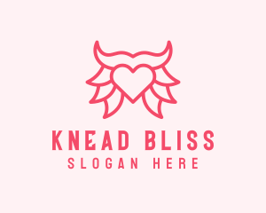 Pink Bull Heart  logo design