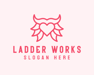 Pink Bull Heart  logo design