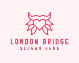 Pink Bull Heart  logo design