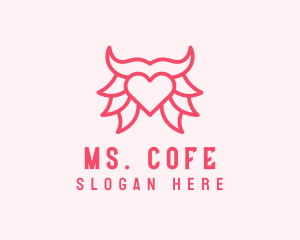 Pink Bull Heart  logo design