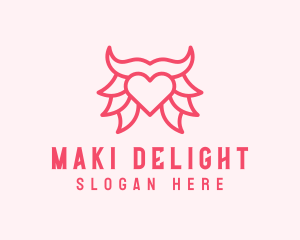 Pink Bull Heart  logo design