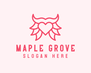 Pink Bull Heart  logo design