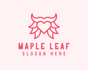 Pink Bull Heart  logo design