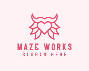 Pink Bull Heart  logo design