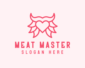 Pink Bull Heart  logo design