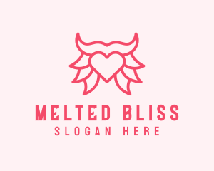 Pink Bull Heart  logo design