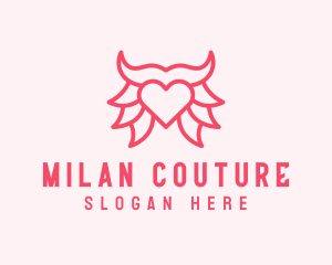 Pink Bull Heart  logo design