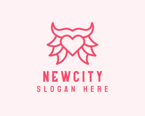 Pink Bull Heart  logo design