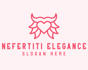 Pink Bull Heart  logo design