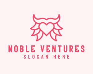 Pink Bull Heart  logo design