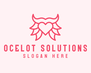 Pink Bull Heart  logo design