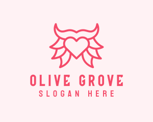 Pink Bull Heart  logo design