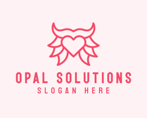 Pink Bull Heart  logo design