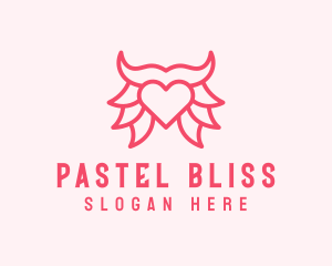 Pink Bull Heart  logo design