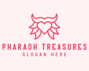 Pink Bull Heart  logo design