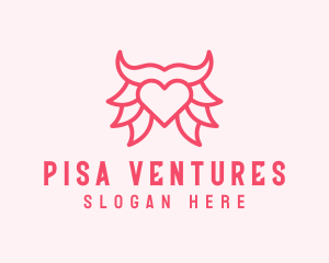 Pink Bull Heart  logo design