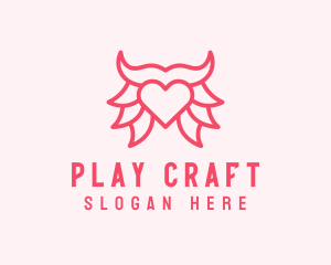 Pink Bull Heart  logo design