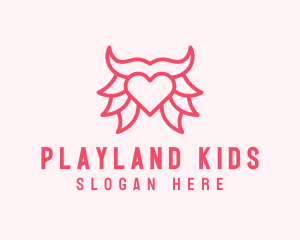 Pink Bull Heart  logo design