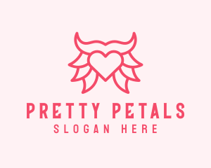 Pink Bull Heart  logo design