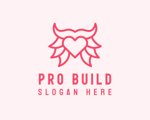 Pink Bull Heart  logo design