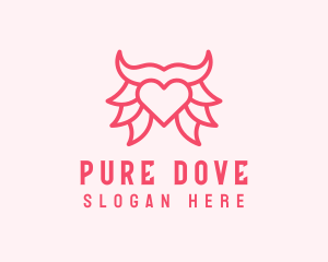 Pink Bull Heart  logo design